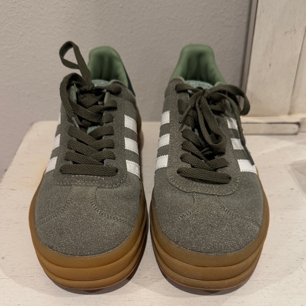 adidas Gazelle Green and White Sneakers - Picture 2 of 4